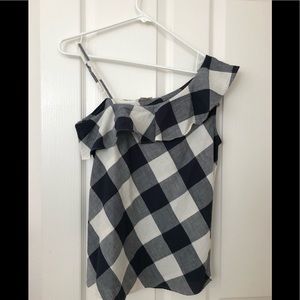 Off the shoulder checkered shirt